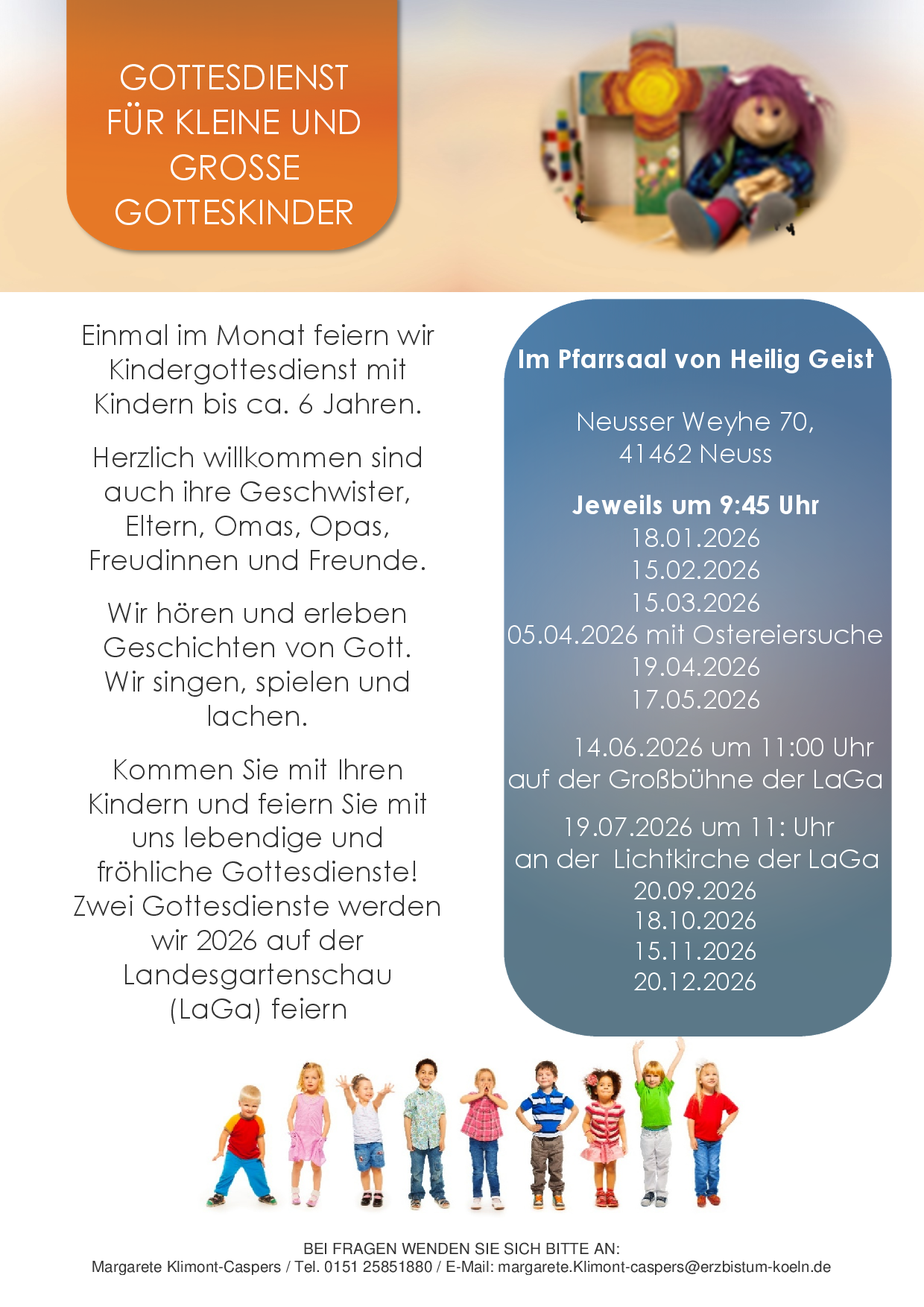 Plakat Kleinkindgottesdienste bis Dezember 2026